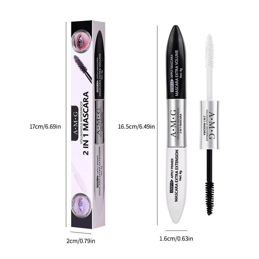 Black and white double head eye black thin thick white long lasting thick mascara styling cream