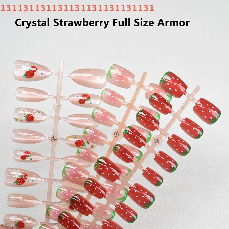 30個入り キャッツアイ スイカ イチゴ フェイクネイル 付け爪 人工ネイルチップ 着用可能 キャッツアイネイルアート シンプルアーマーデザイン