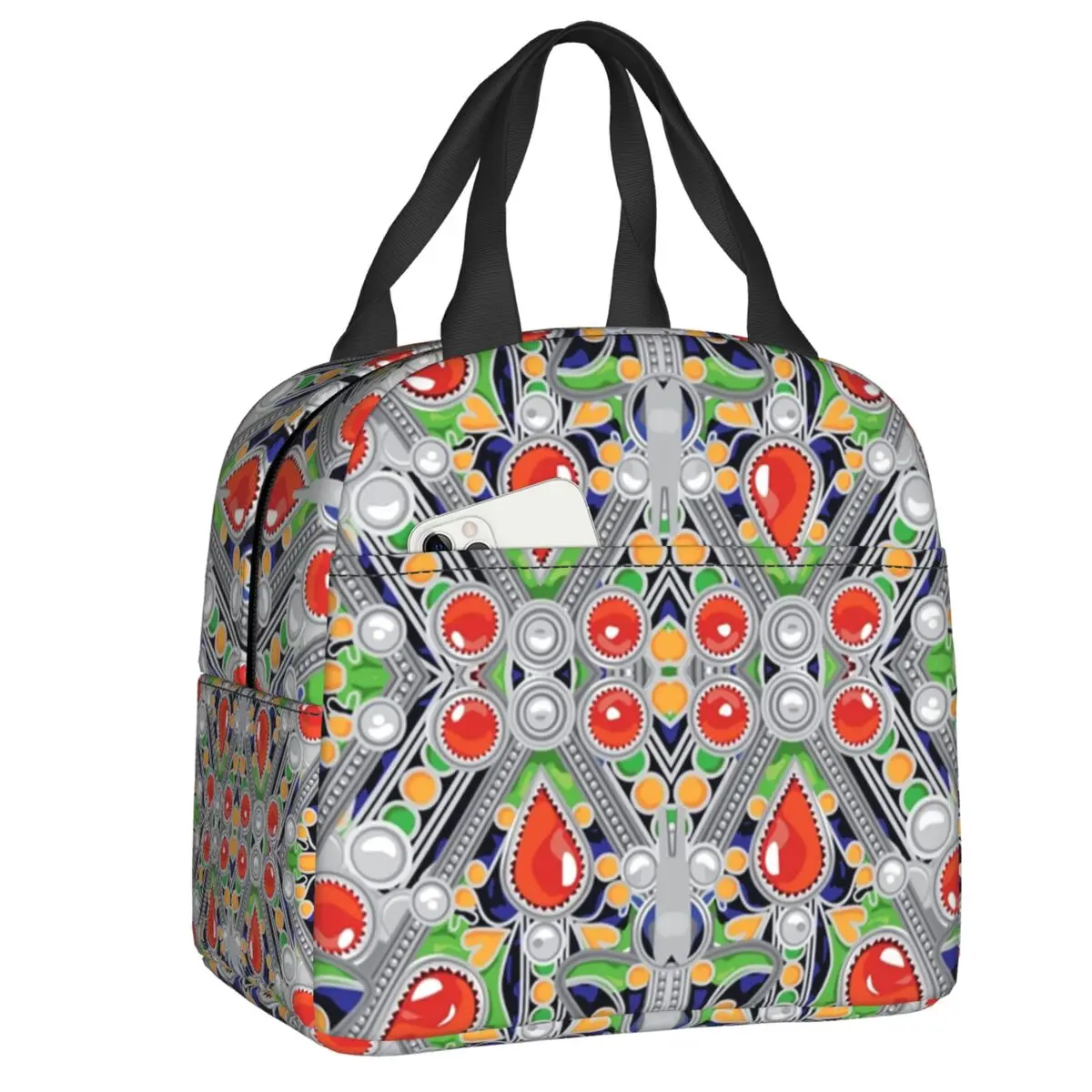 Custom Tifinagh Amazigh Alphabet Art Insulated Lunch Bag for Women Leakproof Imazighen World Flag Cooler Thermal Bento Box