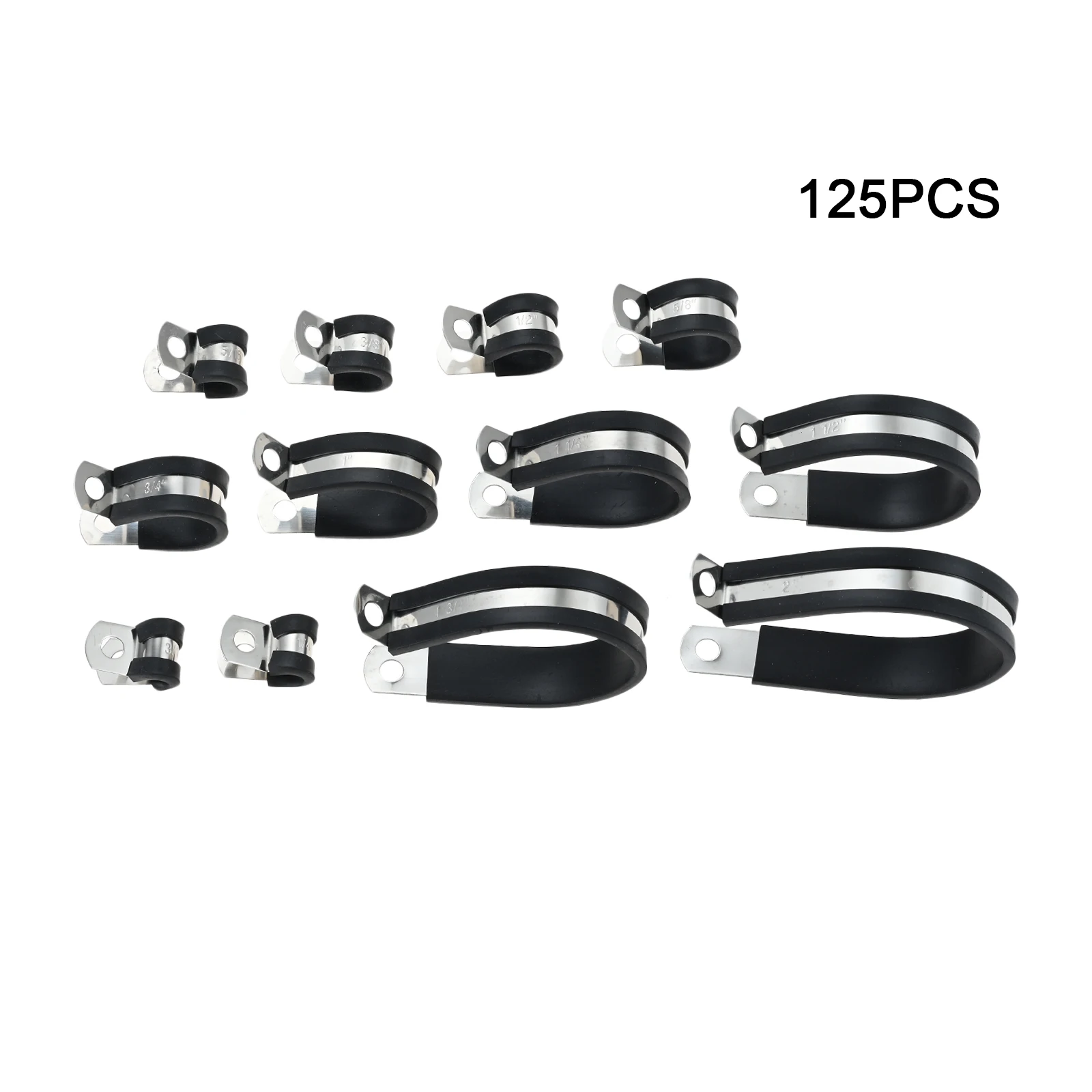 125Pcs Stainless Steel Cable Clamps Assortment Kit Suitable for Home Decoration DIY Fix Support Pipes Wires Cables Industry Boat