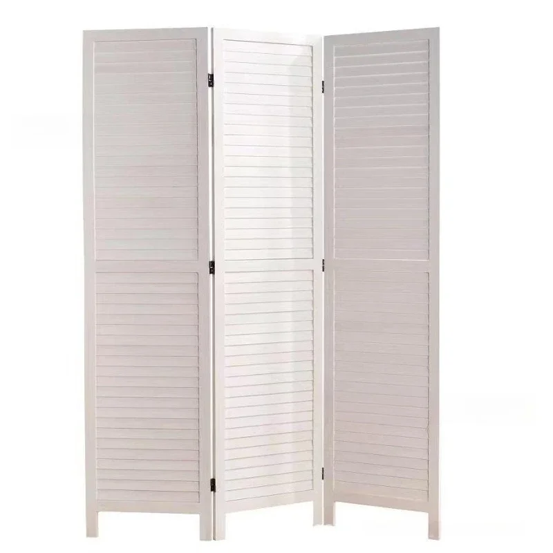 Retro louver screen partition, folding screen, living room screen
