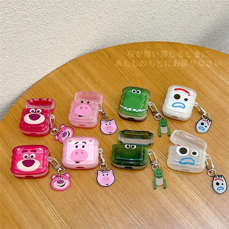 For AirPods 1 2 3 Pro Earphone Case Wavy Border Cartoon 3D Lotso Bluetooth Headphones Pendant Protective Cover For AirPods 3