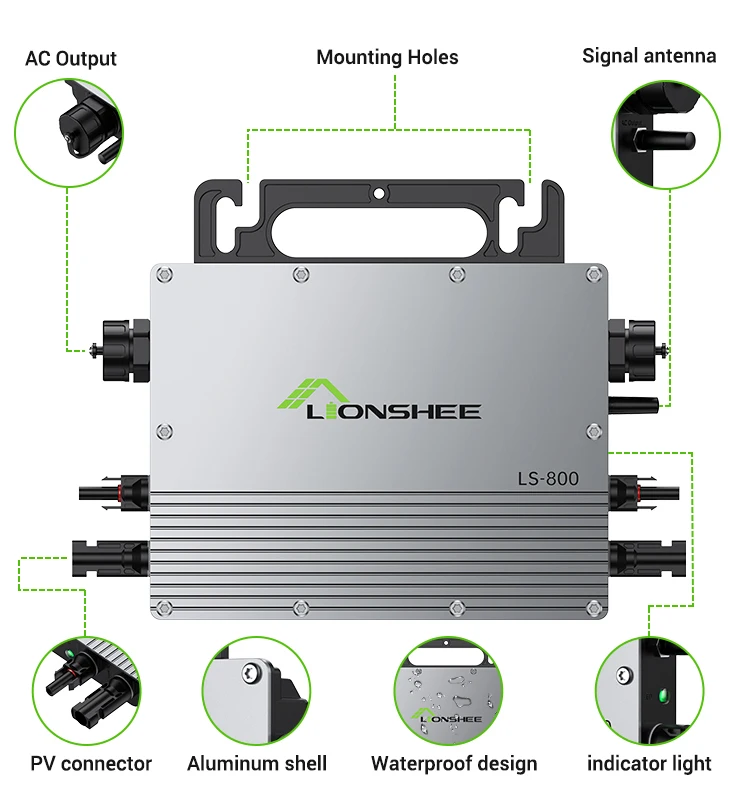 LIONSHEE IP67  Microinverter 800W  Panels With Built In Micro Inverter Balcony  System 600W batteries Power Solar