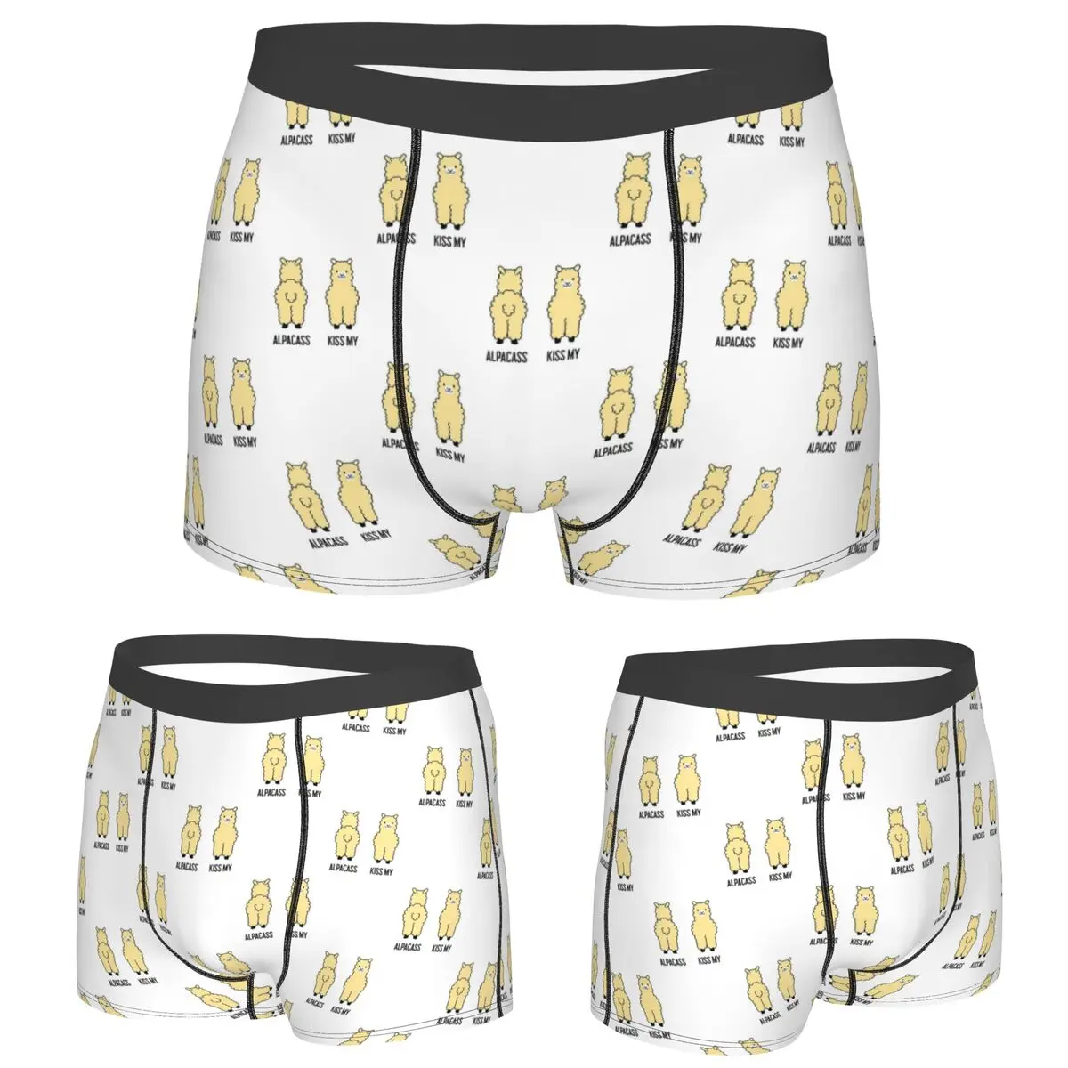 

Boxer Underpants Shorts 2-Sided Kiss My Alpacass Funny Alpaca Llama Panties Men Ventilate Underwear for Homme Man Boyfriend Gift