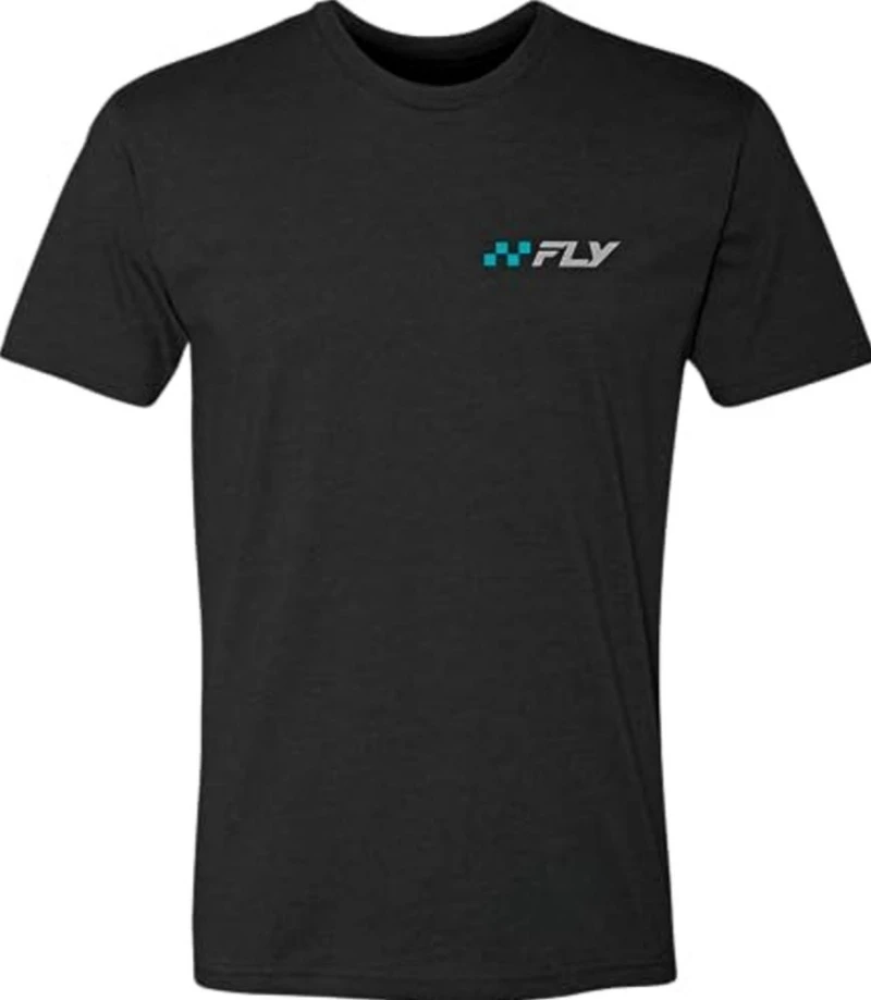 

Сорлатес гоночной команды Fly Racing с короткими рукавами и спортивным брендом с короткими рукавами. Черная футболка свободная и удобная.
