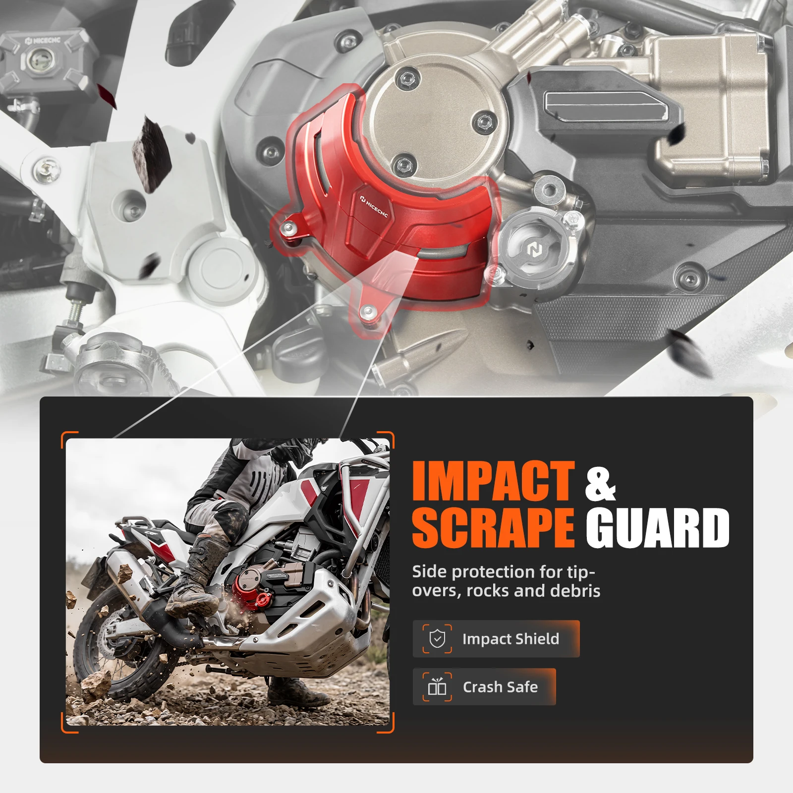 NICECNC Kupplungsdeckel-Schutz für die rechte Seite, passend für Honda CRF1100L Africa Twin DCT 2020-2025, CRF1100L Africa Twin Adventure Sports DCT. – Detail 12