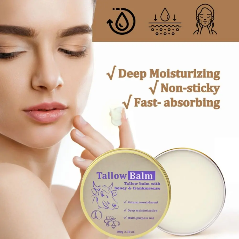 Tallow Face Moisturizer Beef Tallow Cream with Castor Oil Deep Moisturization Tallow and Honey Cream for Face Moisturizer