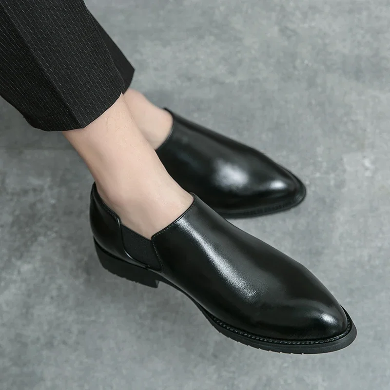 New Men  Pointed Lefu Leather Shoes Casual Classic European Style Black Brown Sizes 38-46 Men's Shoes
