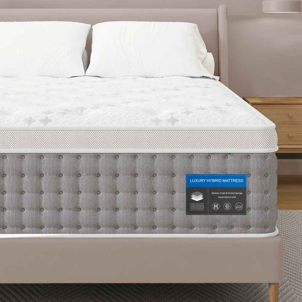 Mattress Luxury Hybrid Mattress for Pain Relief  Design for Extra Lumbar & HIPS Support - Motion-Isolation Firm Mattress