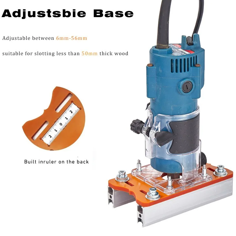 

Wood Trimmer Router Base 2 in 1 Compact Wood Palm Router Base Router Slotting Bracket for Carbinet Closet Furniture with Plate