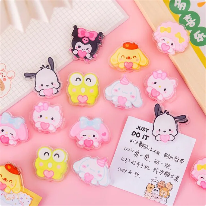 48 pcs/lot Sanrio Kuromi Melody Kitty Acrylic Clip Cute Photo Craft DIY Decoration Notes Letter Paper Clips Office School Supply