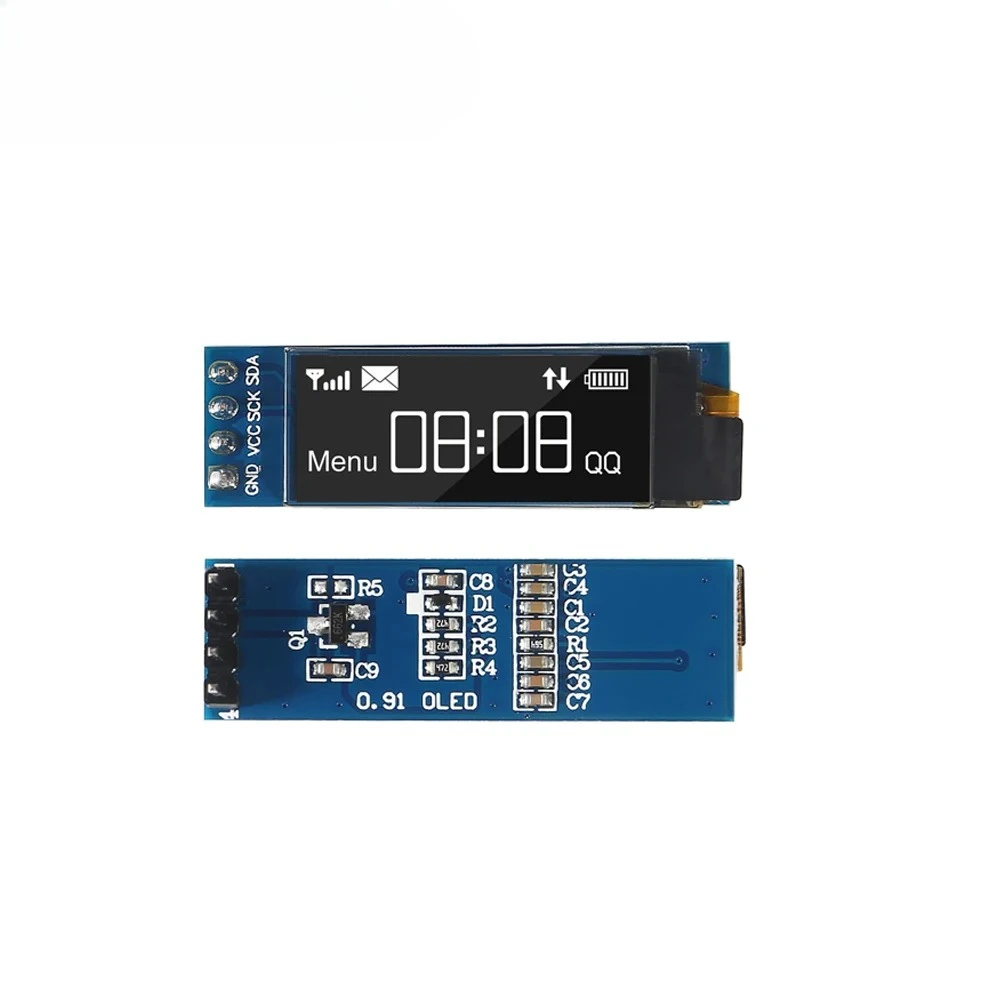 1-10pcs 0.91 인치 128x32 IIC I2C 화이트/블루 OLED LCD 디스플레이 DIY 모듈 SSD1306 드라이버 IC DC 3.3V 5V arduino 용