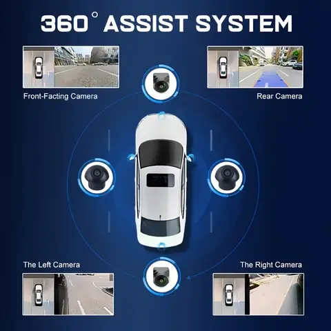 1세트 360 ° 서라운드 버드 뷰 자동차 카메라 파노라마 좌우 전후방 4방향 카메라 자동차 안드로이드 플레이어용 AHD1080P/720P