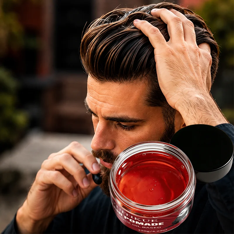YUITIK Handmade Oil Based Hair Pomade Strong Hold Shine Retro Pompadour Hair Wax Men Styling Cream 120g