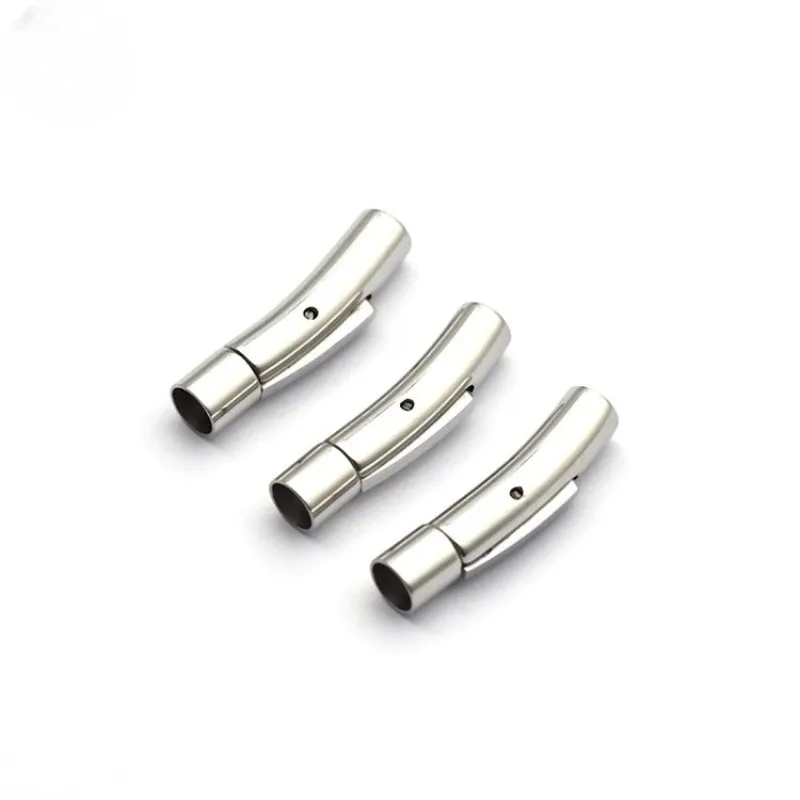 5Pcs/Lot Stainless Steel Snap Push Buckle Leather Cord Bracelet Spring Buckle Titanium Steel Jewelry Findings Wholesale