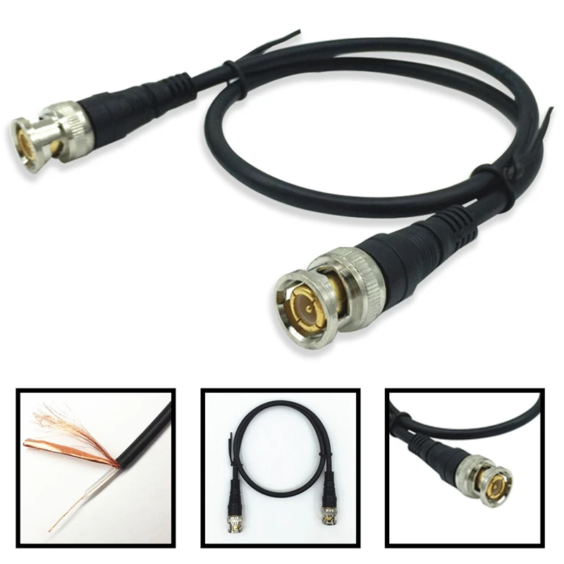 ESCAM Pure Copper BNC Male To Male Straight Crimp Q9 Head HD Monitor Line Double-head Video Cable 0.5 M / 1 M Jumper