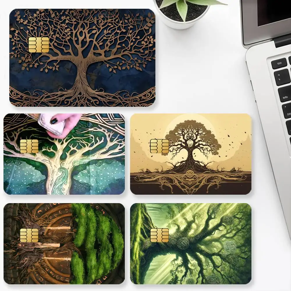 Tree life Yggdrasil Credit Card for Bank Debit Decorative Protection 4PCS Anti-scratch Waterproof Stickers Bus Subway Library