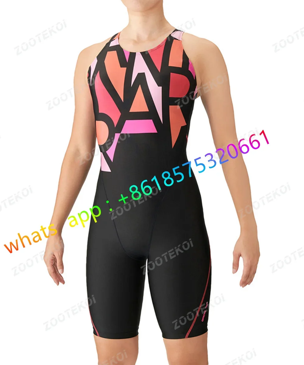 NEW Women One Piece Swimwear Knee Length Swimsuit Bodysuit Swimming Pool Sports Professional Training Comfortable Swimwear 2023