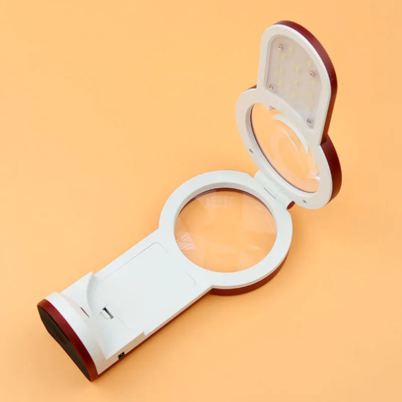 

Handheld Folding LED Lighted Elderly Helping Reading Magnifier Desk Stand Multifunction 3X 4.5X 6X Magnifying Glass Map Loupe