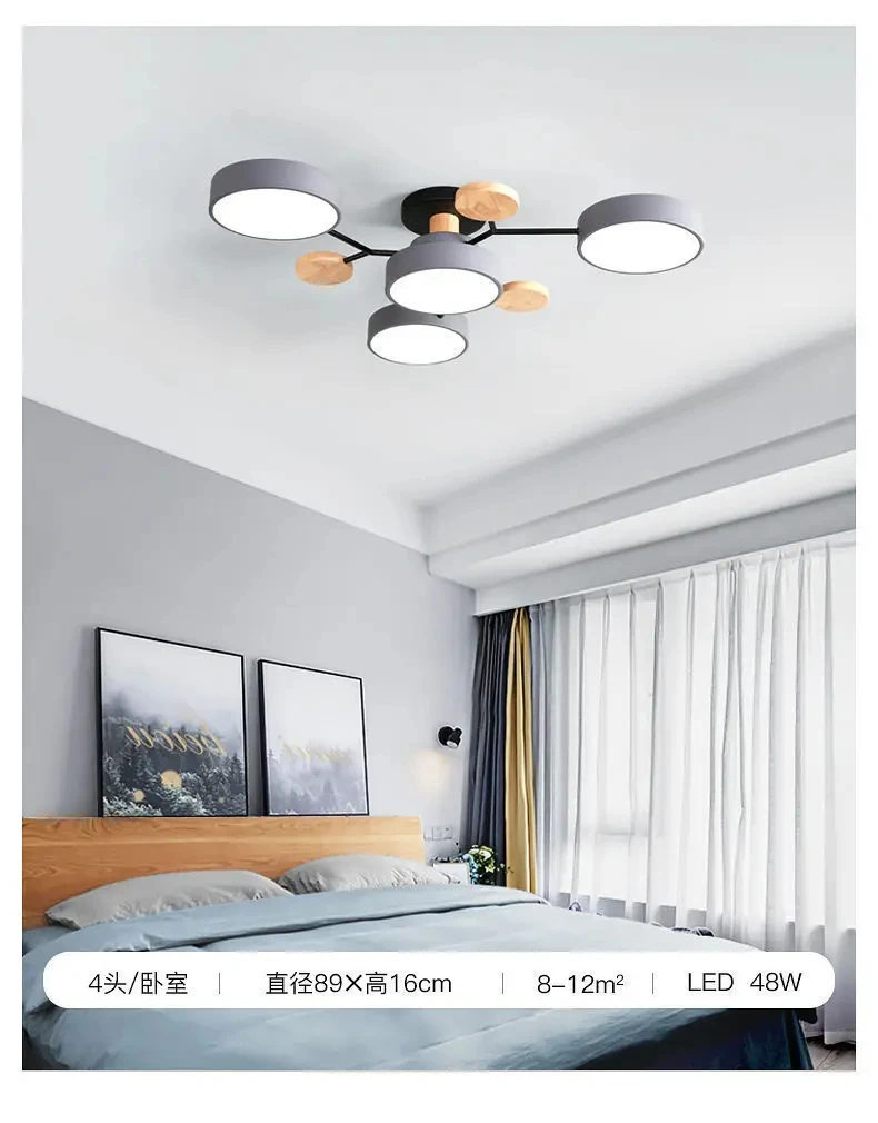 Nordic Living Room Home Macaron Hall Ceiling Lamp Modern Minimalist Creative Bedroom Log Restaurant Light
