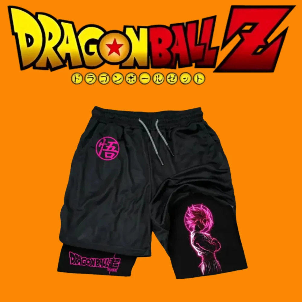 

Мужские двойные шорты Dragon Ball Son Goku, японское аниме, искусственные двухсекционные шорты из двух частей с летним принтом из 100% чистого хлопка, искусственные шорты из двух частей