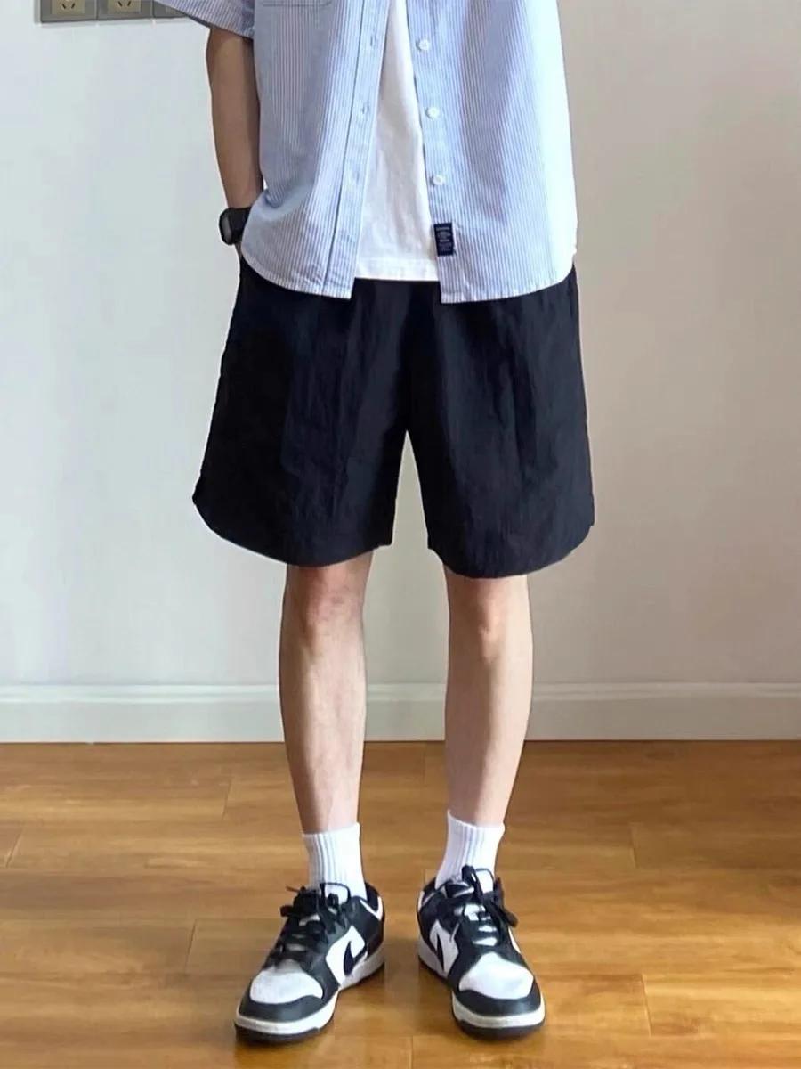 

Мужские летние тонкие модные баскетбольные шорты Bla Ice Silk Quick Dry для бега, прямые брюки средней длины, повседневные