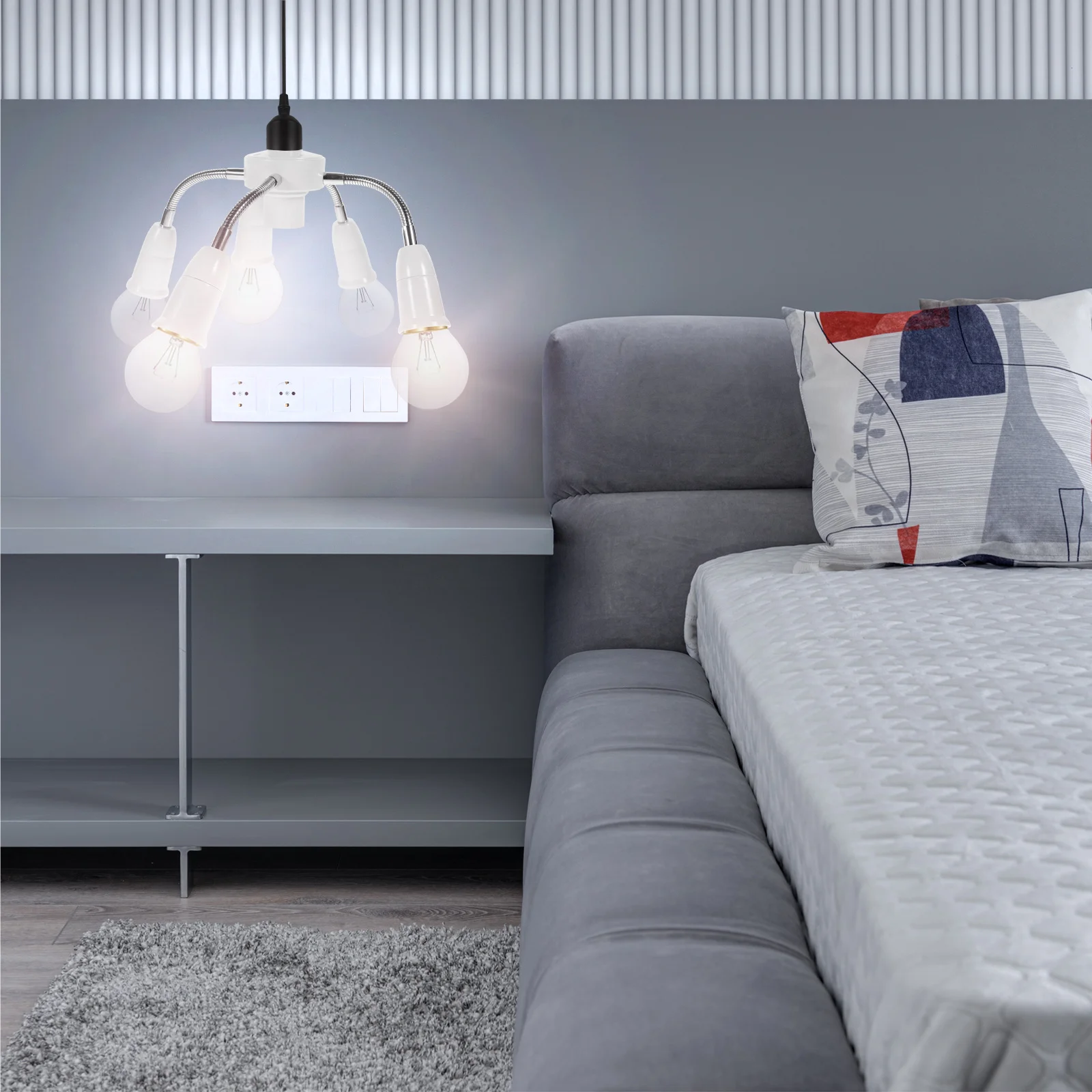 

Multi-Head E27 Flexible Hose Light Socket Extender 6 Heads Adjustable Light Bulb Adapter for Versatile Lighting Solution