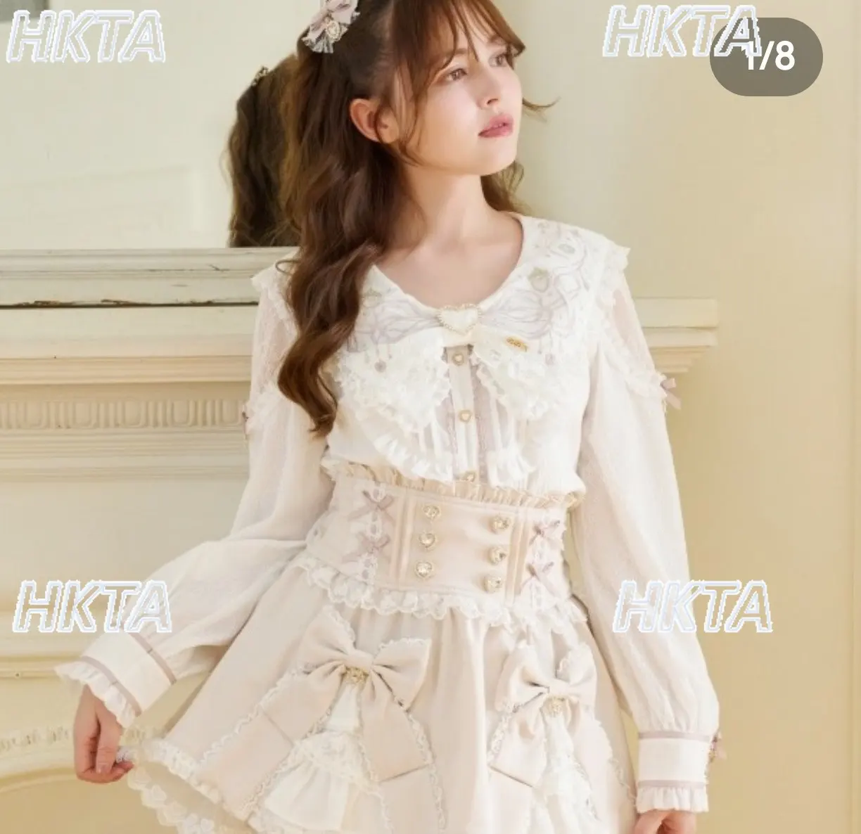 Jirai Japanese Style New Girl Heart Buckle Double Bow Lace Patchwork Liz Skirt 2026 Spring New High Waist Slim Short Skirt Women