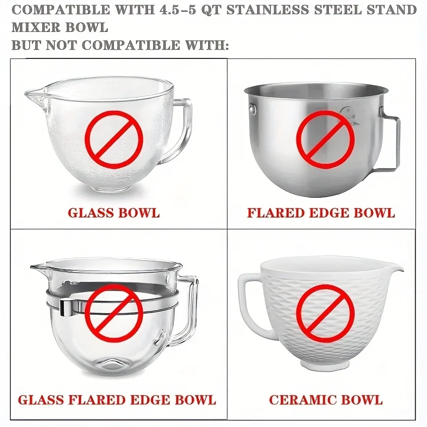 1 piece of plastic cover, suitable for KitchenAid kitchen inclined head stand mixer 4.5-5qt stainless steel bowl cover