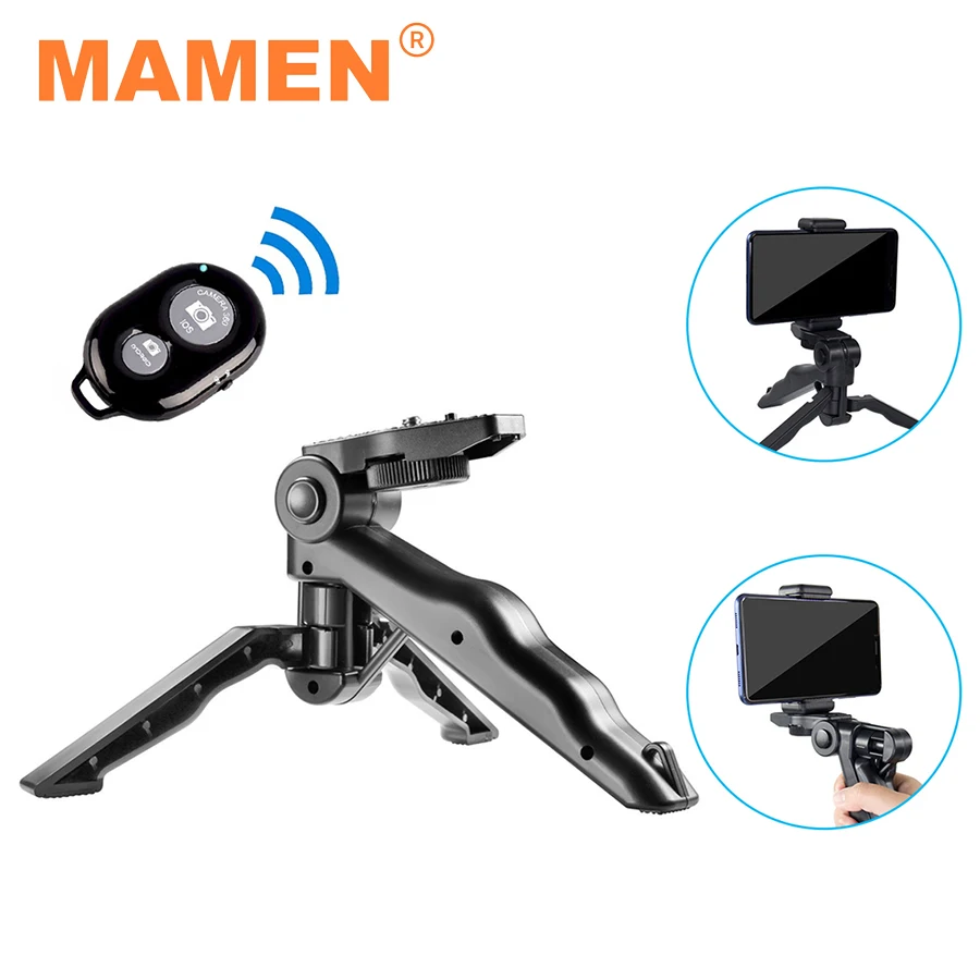 

MAMEN Foldable Phone Camera Tripod Handheld Selfie Stick with Phone Holder Remote Control for HUAWEI iPhone Universal Stand