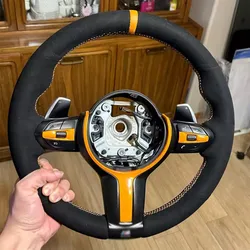 Black Suede Carbon Fiber Car Steering Wheel Cover Braid For BMW M2 M3 F80 F82 M4 M5 F12 F13 M6 F85 F87 X5 X6 F33 F30 M Sport
