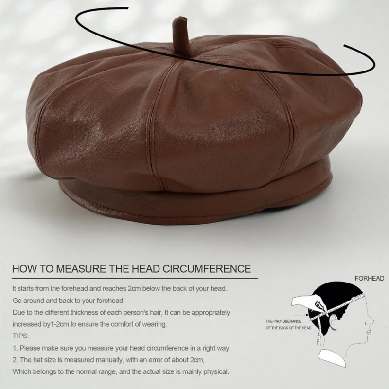 The versatile leather hat and elegant solid beret are suitable for daily wear shopping