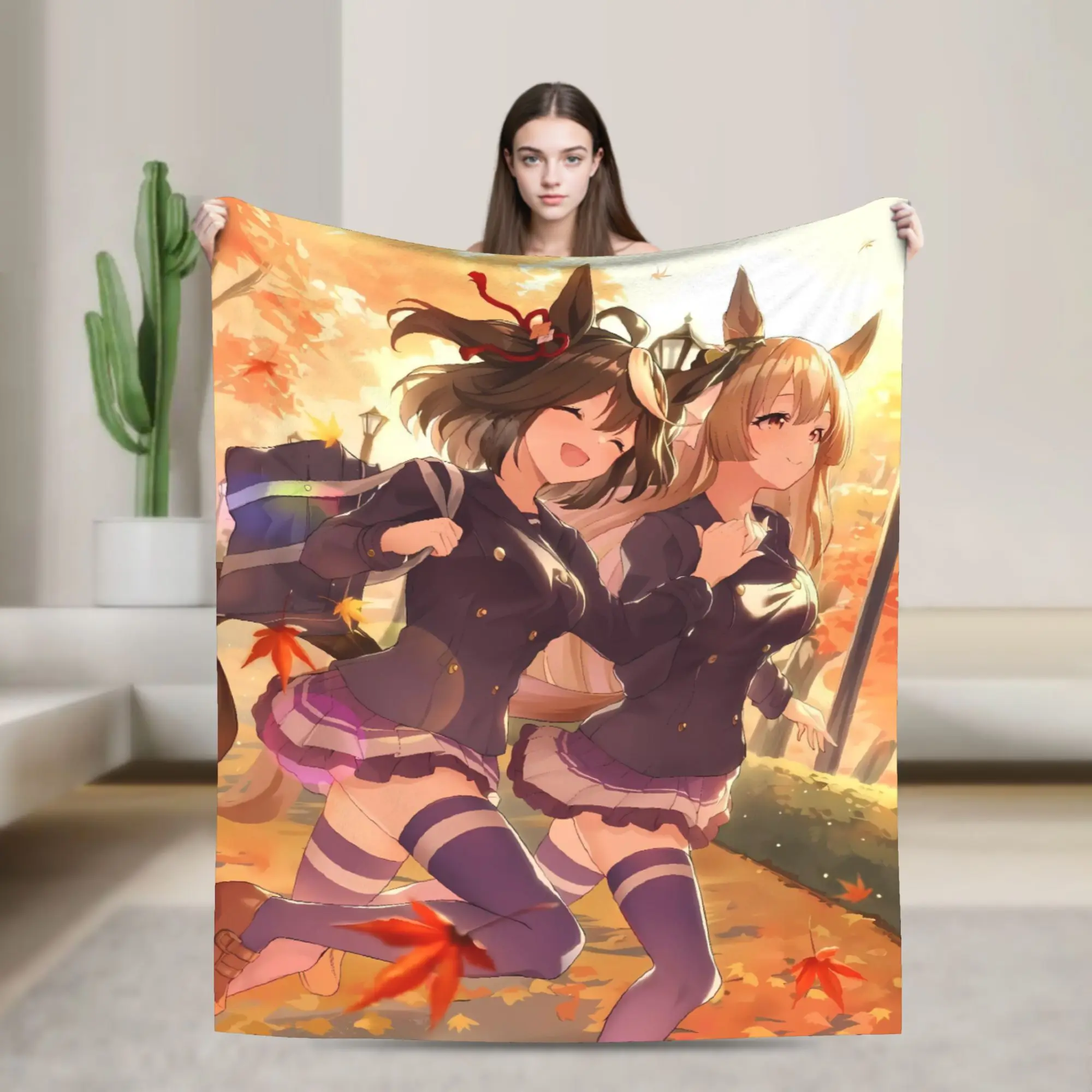 Uma Musume Pretty Derby Anime Blanket  Soft Warm Pattern Plush Throw Blanket For Couch Chair Camping Flannel Bedspread Bed Cover
