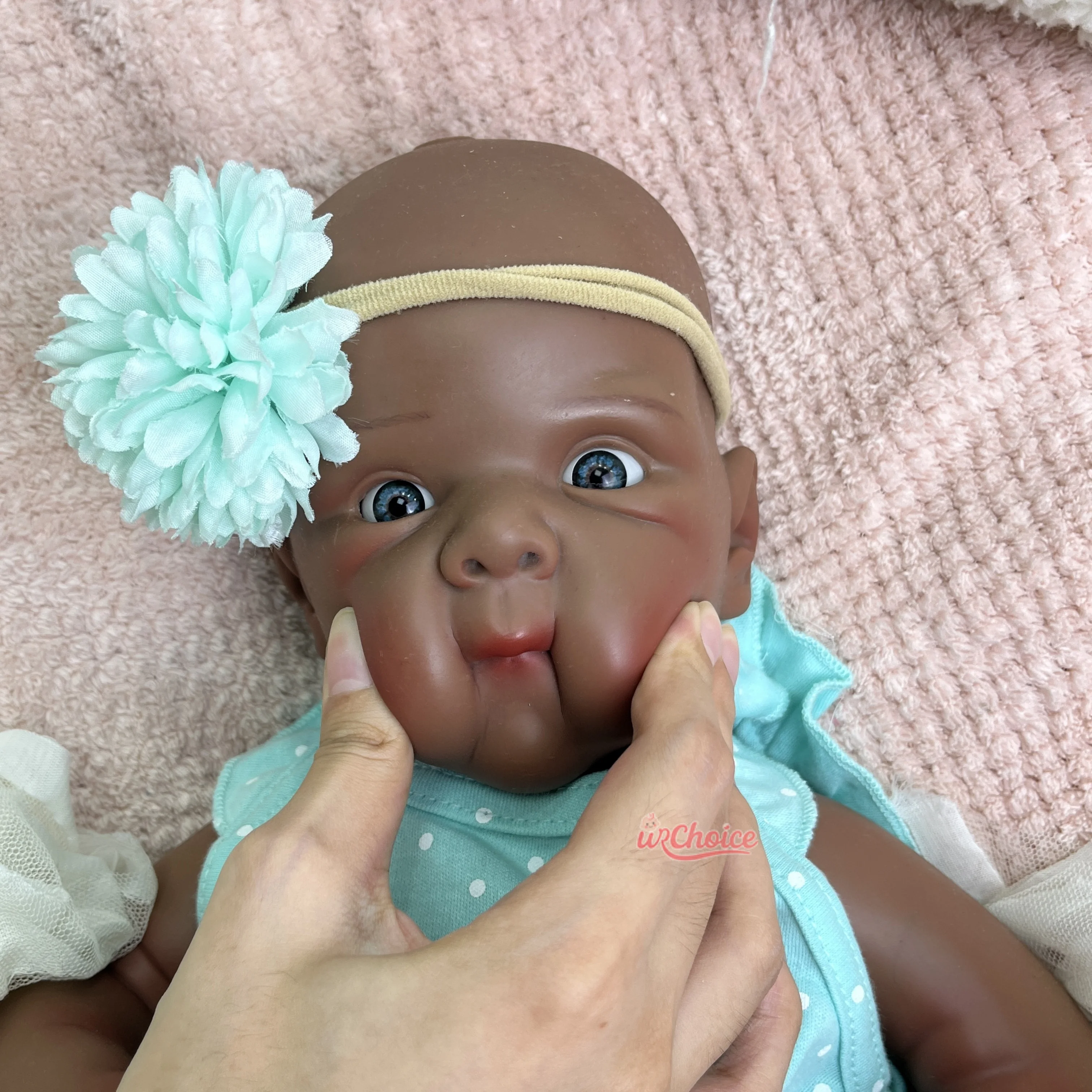 Betty 19" Dark Skin Full Silicone Reborn Baby Artificial Children Toy Natural Blush Gradient Newborn Doll for Birthday Gifts