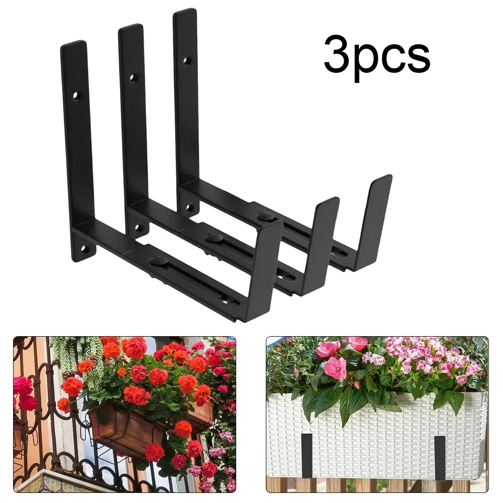 3pcs Adjustable Iron Wall Hooks Flowerpot Holder Window Railing Hanger 15-33cm Flower Box Bracket For Railings Balcony Window