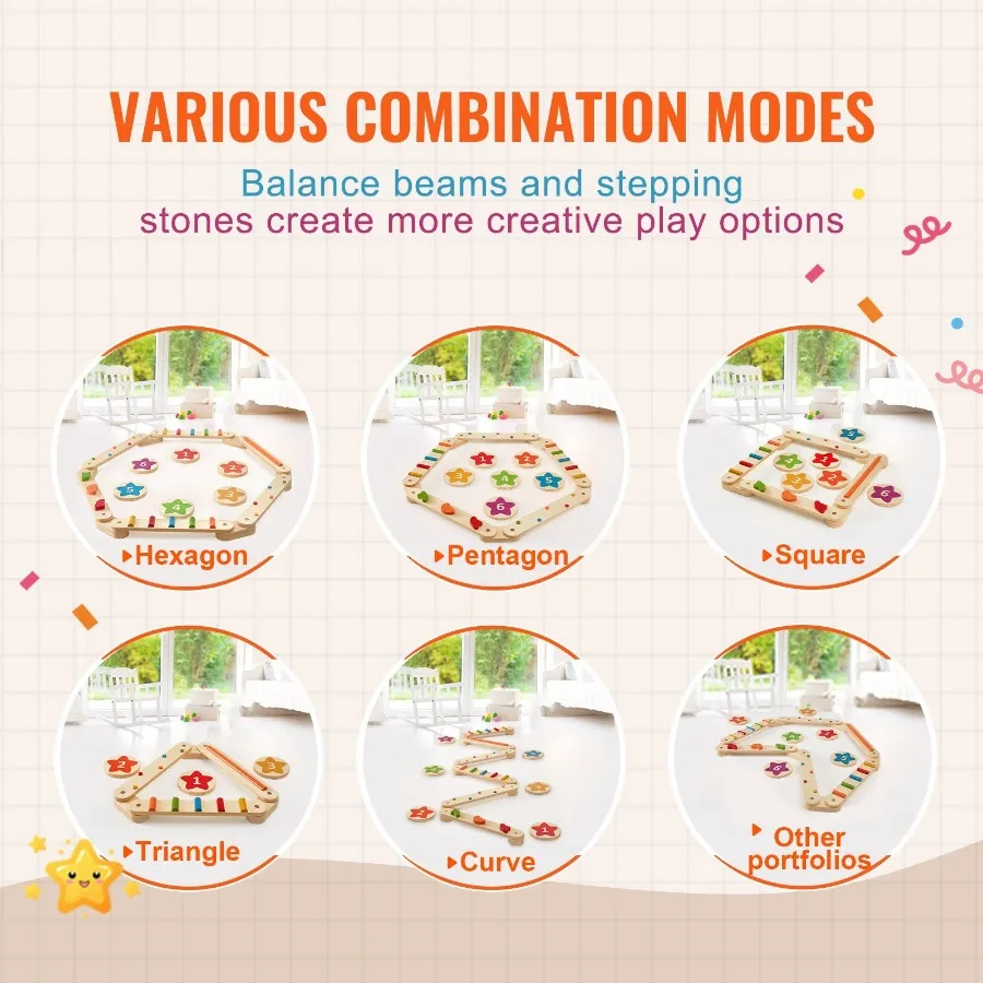 Balance Beam Stepping Stones Gym Obstacle Balance Board 6PCS
