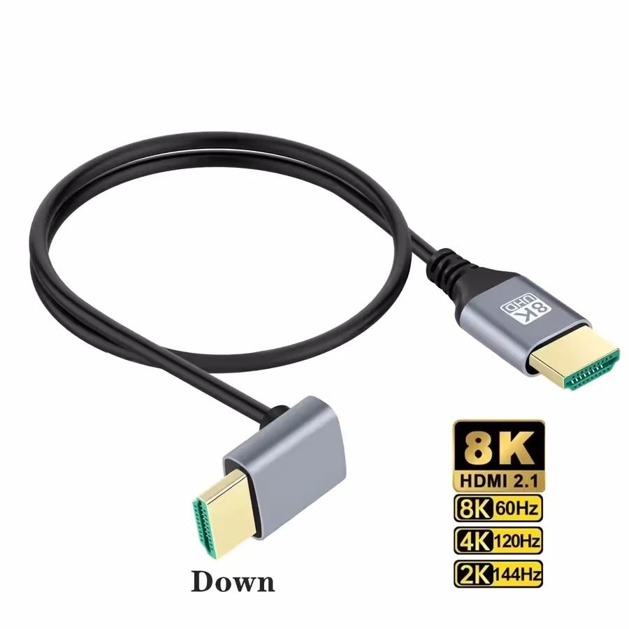 Kabel HDMI 2.1 8K Męski-Męski z kątowym złączem 90 stopni (lewo/prawo/góra/dół) Kabel HDMI 8K 4K 120Hz do TV Laptopa Projektora PS4 PS5 — zdjęcie produktu 3
