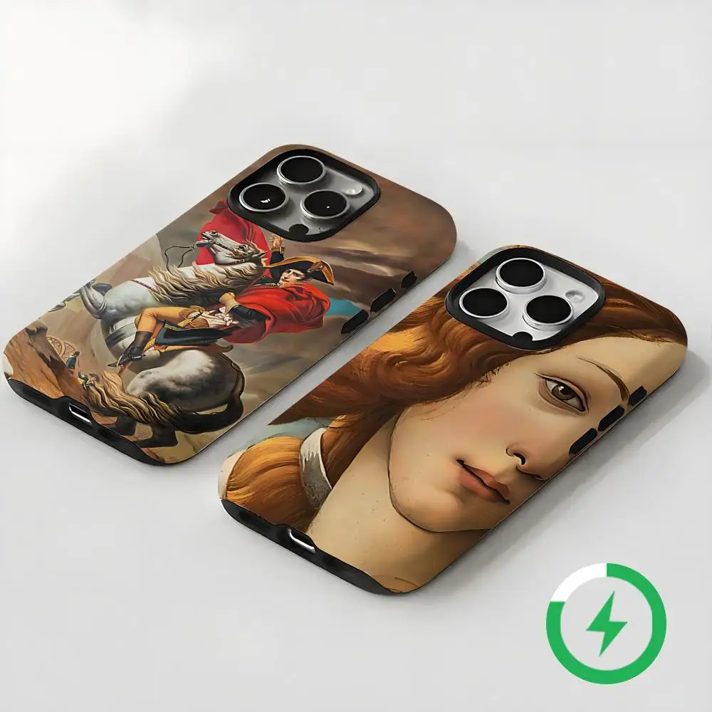 لوحات فنية من عصر النهضة جراب هاتف مغناطيسي 2 في 1 غلاف لامع لهاتف آيفون 16e 16 15 14 13 12 11 Pro Max Plus mini XS #2