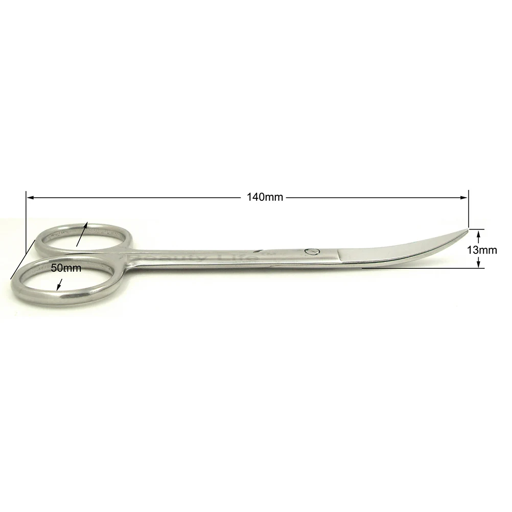 Nożyczki do brwi ze stali nierdzewnej 14 cm, przenośne, precyzyjne, zakrzywione, do makijażu, narzędzia kosmetyczne, nożyczki do kosmetyków.