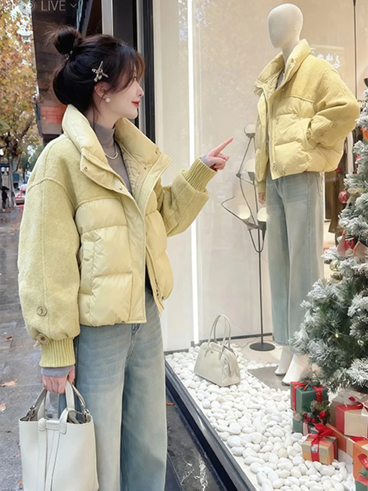 

Модная утепленная хлопковая куртка, короткая верхняя одежда, женская зимняя новинка, популярная укороченная хлопковая куртка с воротником-стойкой