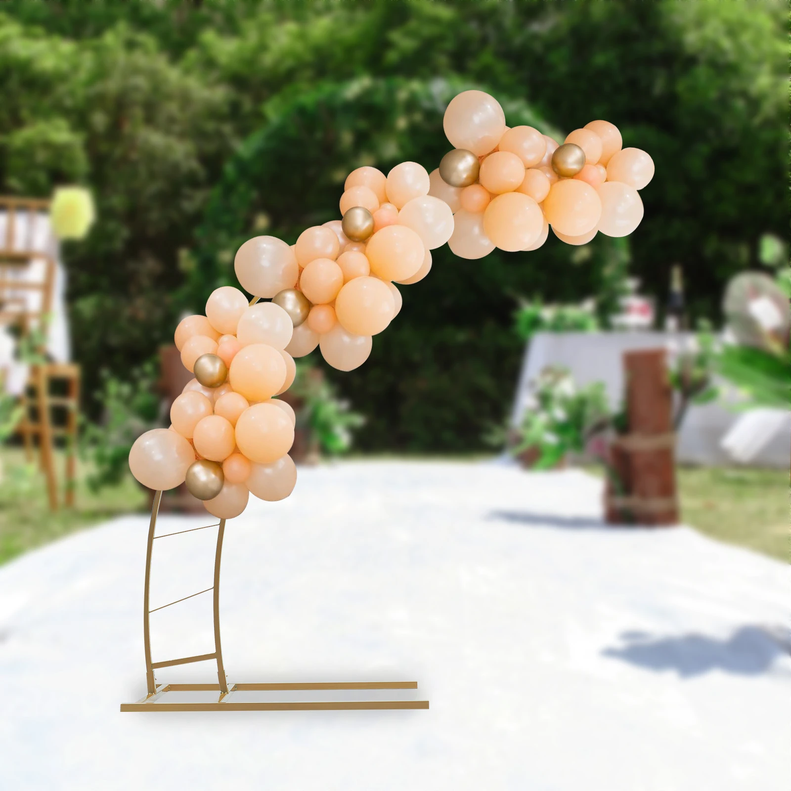 Metal Crescent Moon Wedding Arch Stand 6.5 FT. Curved Flower Balloon Frame Party Decoration