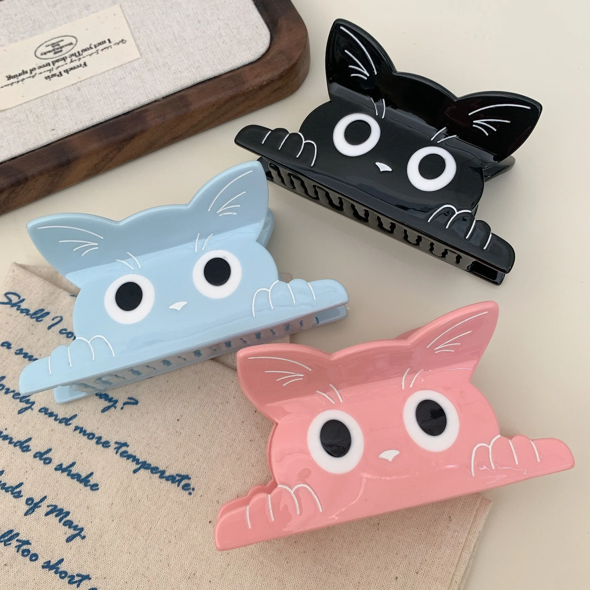 

DuoShang Cute Cartoon Animal Cats Acetate Hair Claw Light Luxury Eco-friendly Acetate Claw Clip for Women Girls Hair Accessories