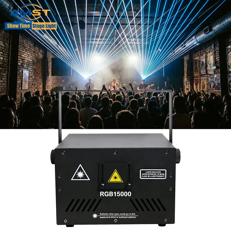 Indoor Super Bright Lazer 15W RGB Laser Light Beam Scan ILDA RJ45 DMX 512 Stage Lights Equipment Professional DJ Disco