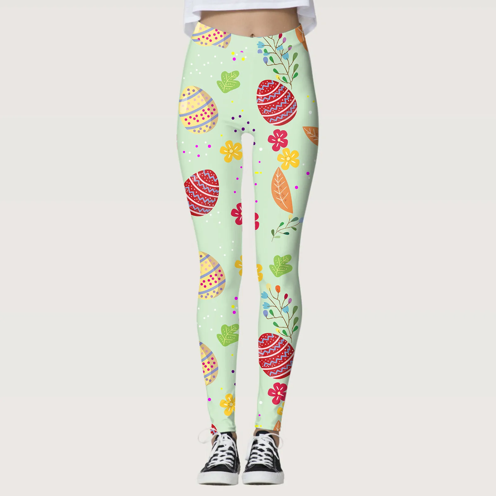 Women Leggings Easter Custom Bunny Rabbits Printed Spring Tight Trousers Tights Running Pilates Long Sexy Pants Pantalones