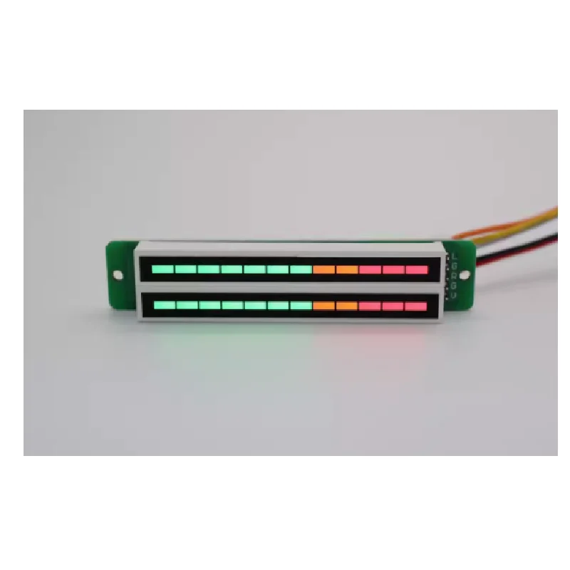 

Double 12 bit dual channel LED music spectrum level indicator light (7 green, 2 orange, and 3 red)