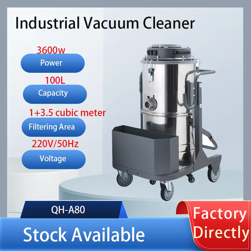 220V 3600W 100L Industrial Vacuum Cleaner for Factory and Car Wash Electric Wet and Dry Dust Collector for Workshop
