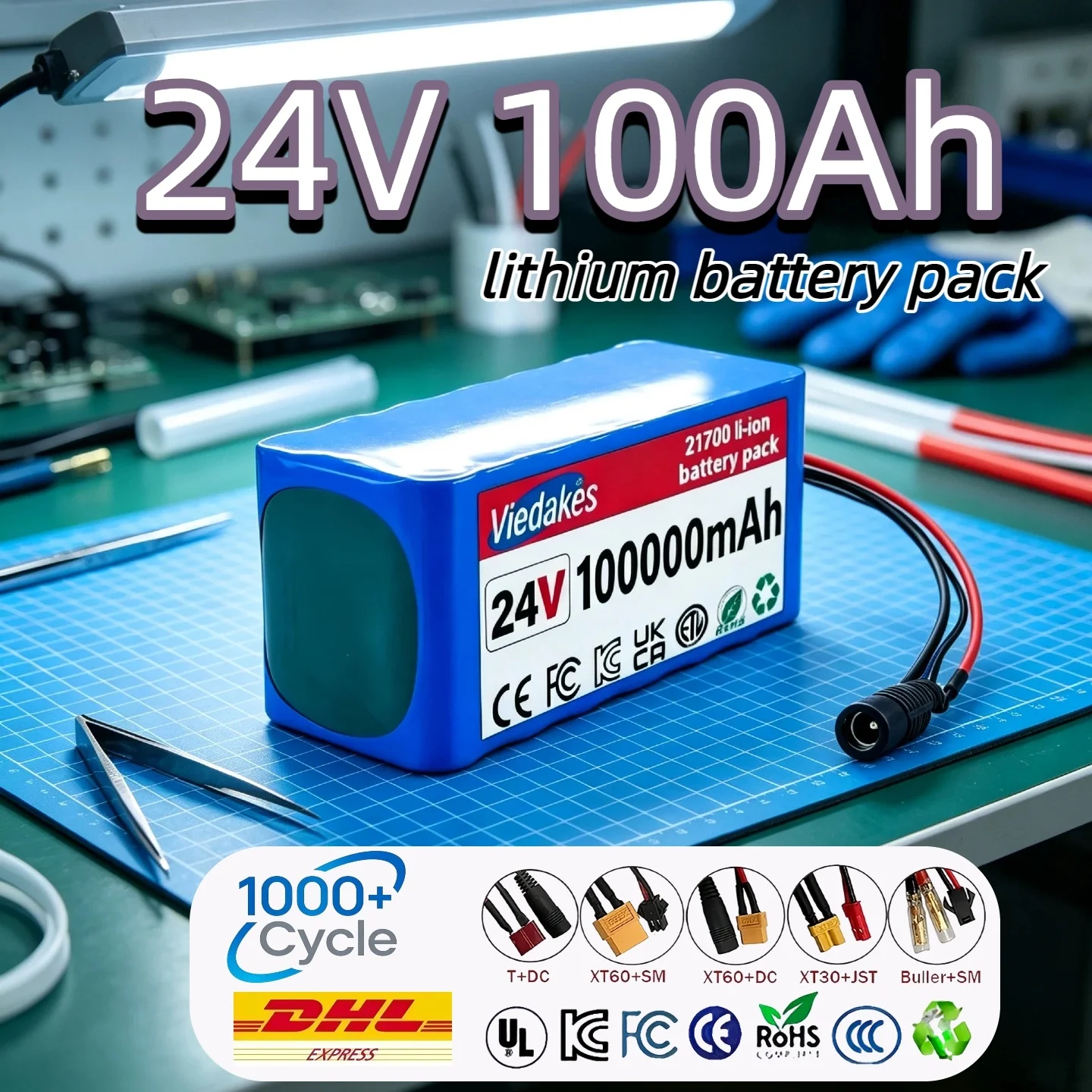 📦DHL Delivery 24V 10000mAh Lithium Battery 7S3P Pack with BMS, for Electric Tools, Lawn Mower, Vacuum Cleaner, LED Light