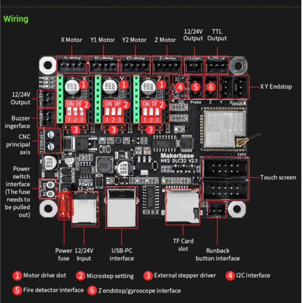 MKS DLC32 v2.1 32bits GRBL Offline ESP32 Wifi Controller  LCD TS35/24 Touch Screen for CNC Laser Engraving Machine motherboard