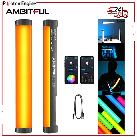 AMBITFUL A2 RGB 2500-8500K RGB LED 비디오 스틱 튜브 라이트, CRI 95+ TLCI 97 +, 내장 APP 리튬 배터리 자기 기능