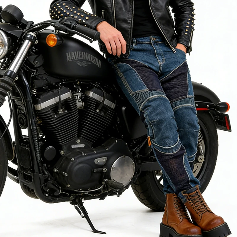 Men Summer All Blue Kevlar Motorcycle Jeans Abrasion Resistant Windproof Dirt Bike Riding Trousers Durable Protective Gear 032 - Image 6